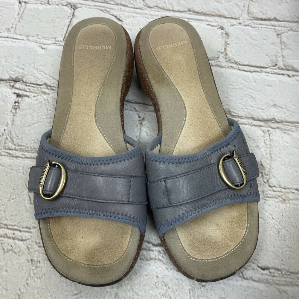 Merrell Tamarino Sundial Flint Stone Slide Sandals Slip On Blue Comfort Womens 7